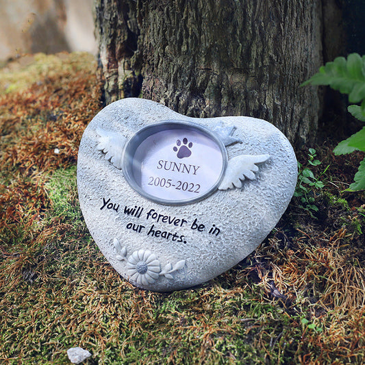 Custom Pet Memorial Garden Decor Resin Statue, 6", Personalized Photo & Engraving, Outdoor Garden Ornament