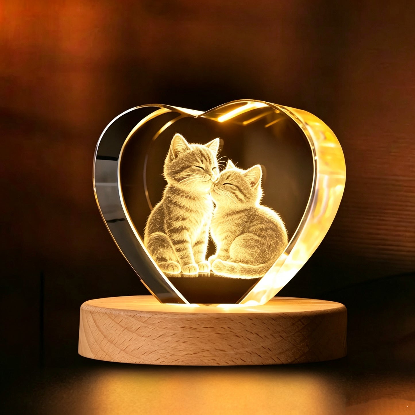 Personalized Pet Memorial Crystal Ball Lamp, Custom Photo Engraved Glass Globe with Wooden LED Base, Home Decor, Gift for Pet Lovers, Anniversary, Valentine’s Day