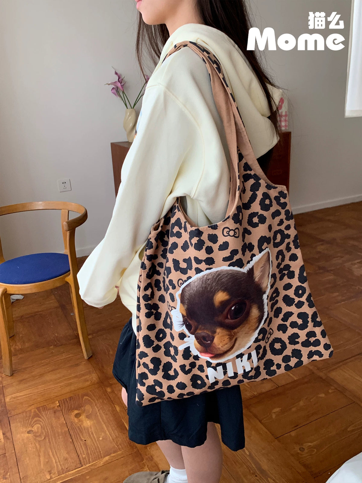 Custom Pet Photo Tote Bag - Personalized Dog & Cat Design, Twill Fabric, 3 Sizes, Double-Sided Print, Perfect for Pet Lovers
